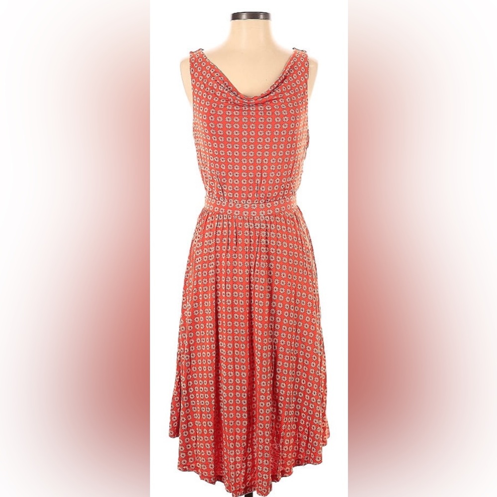 Maeve Red and White Midi Dress